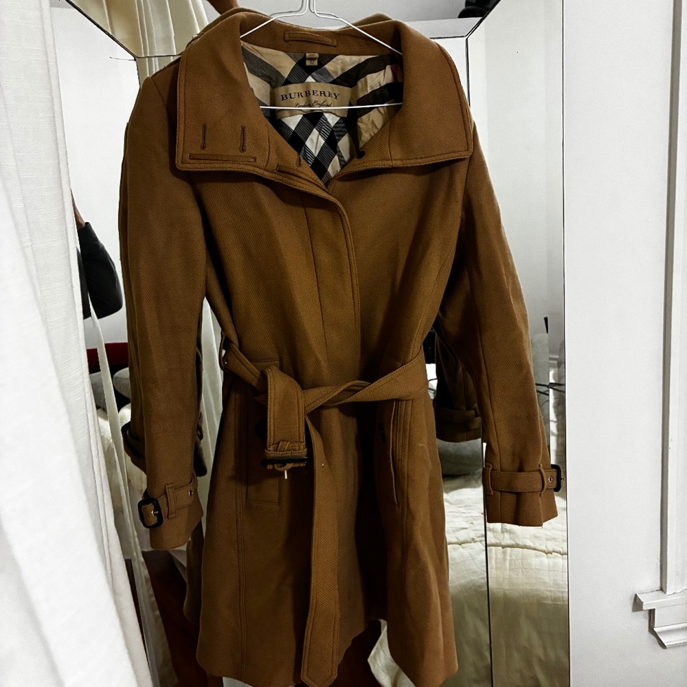 Burberry Tan Brown Trench Coat with Check Lining